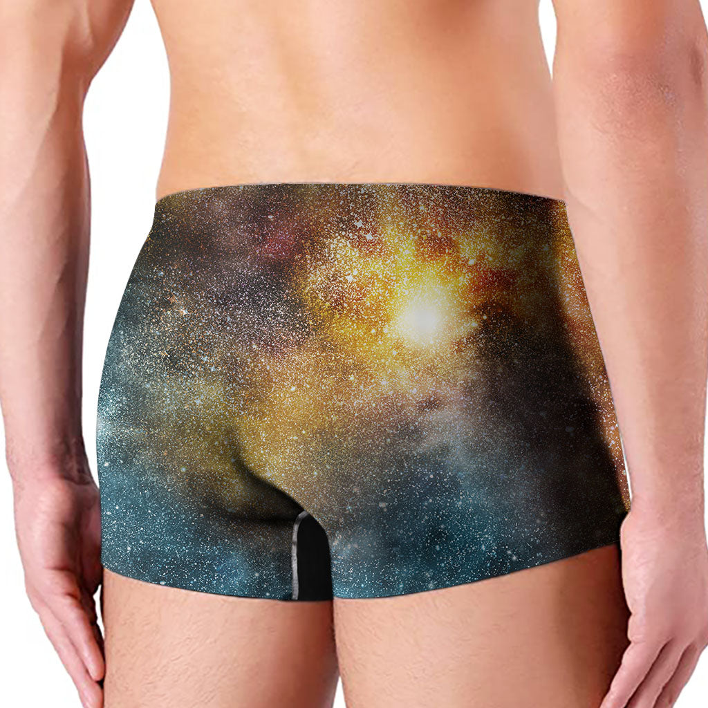 Blue Orange Stardust Galaxy Space Print Men's Boxer Briefs