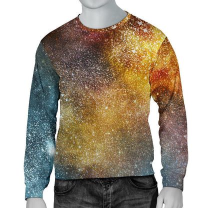 Blue Orange Stardust Galaxy Space Print Men's Crewneck Sweatshirt GearFrost