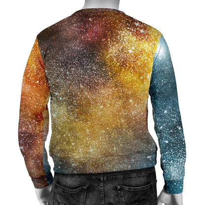 Blue Orange Stardust Galaxy Space Print Men's Crewneck Sweatshirt GearFrost