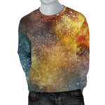 Blue Orange Stardust Galaxy Space Print Men's Crewneck Sweatshirt GearFrost