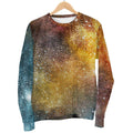 Blue Orange Stardust Galaxy Space Print Men's Crewneck Sweatshirt
