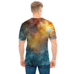 Blue Orange Stardust Galaxy Space Print Men's T-Shirt