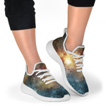 Blue Orange Stardust Galaxy Space Print Mesh Knit Shoes GearFrost