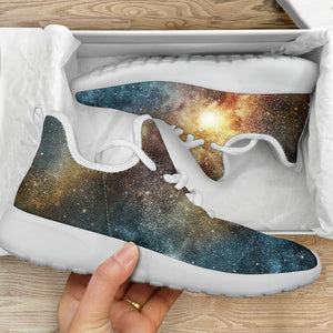 Blue Orange Stardust Galaxy Space Print Mesh Knit Shoes GearFrost