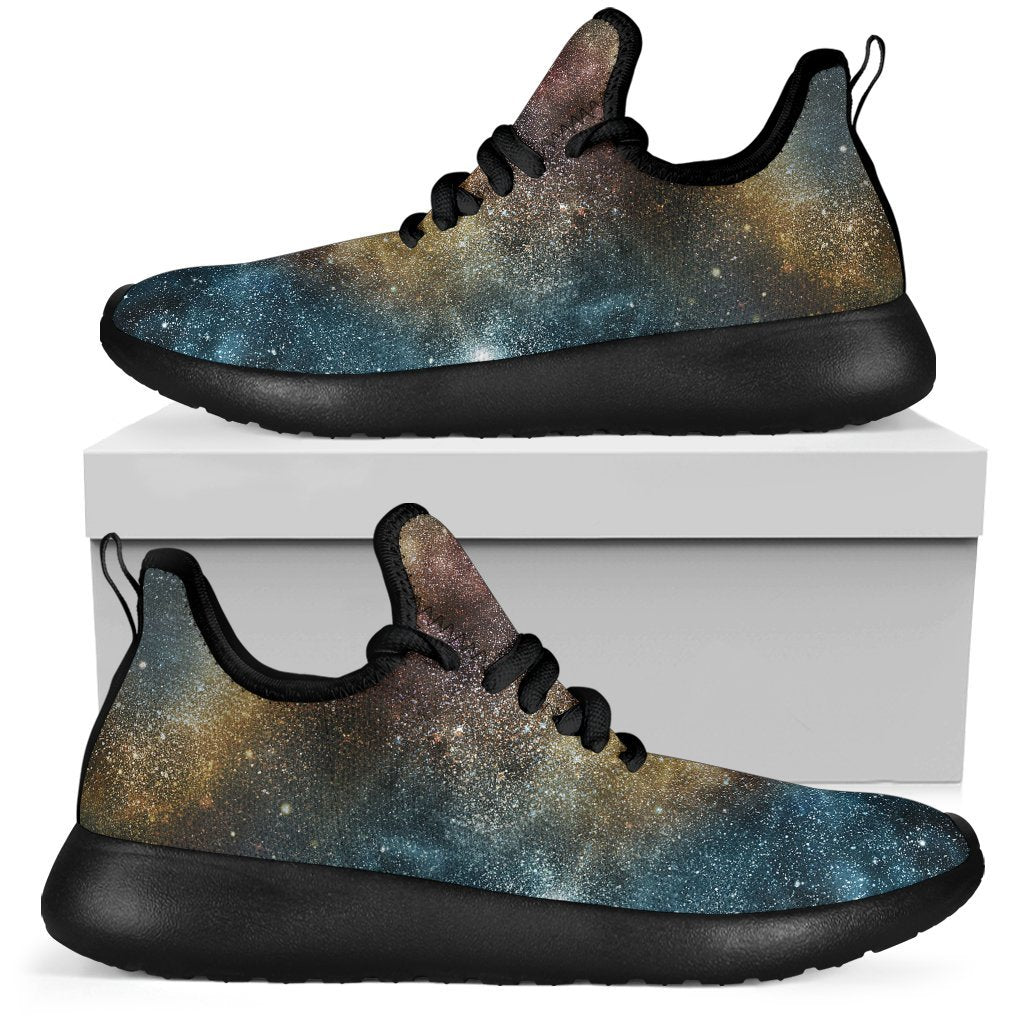 Blue Orange Stardust Galaxy Space Print Mesh Knit Shoes GearFrost