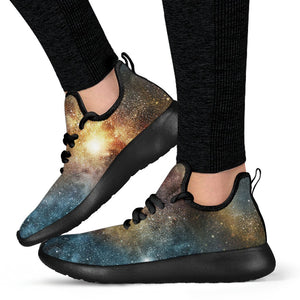 Blue Orange Stardust Galaxy Space Print Mesh Knit Shoes GearFrost