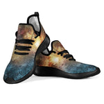 Blue Orange Stardust Galaxy Space Print Mesh Knit Shoes GearFrost