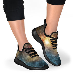 Blue Orange Stardust Galaxy Space Print Mesh Knit Shoes GearFrost