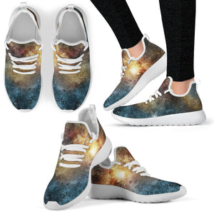 Blue Orange Stardust Galaxy Space Print Mesh Knit Shoes GearFrost