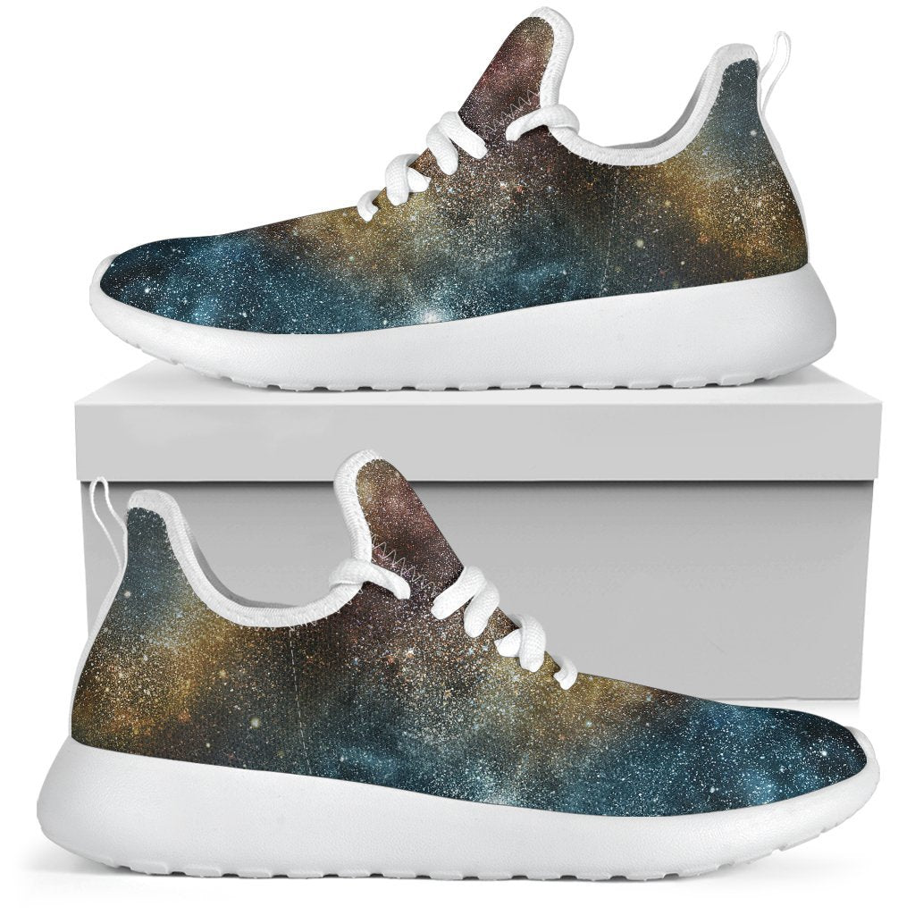 Blue Orange Stardust Galaxy Space Print Mesh Knit Shoes GearFrost