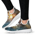 Blue Orange Stardust Galaxy Space Print Mesh Knit Shoes GearFrost