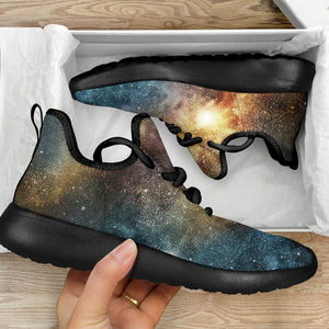 Blue Orange Stardust Galaxy Space Print Mesh Knit Shoes GearFrost