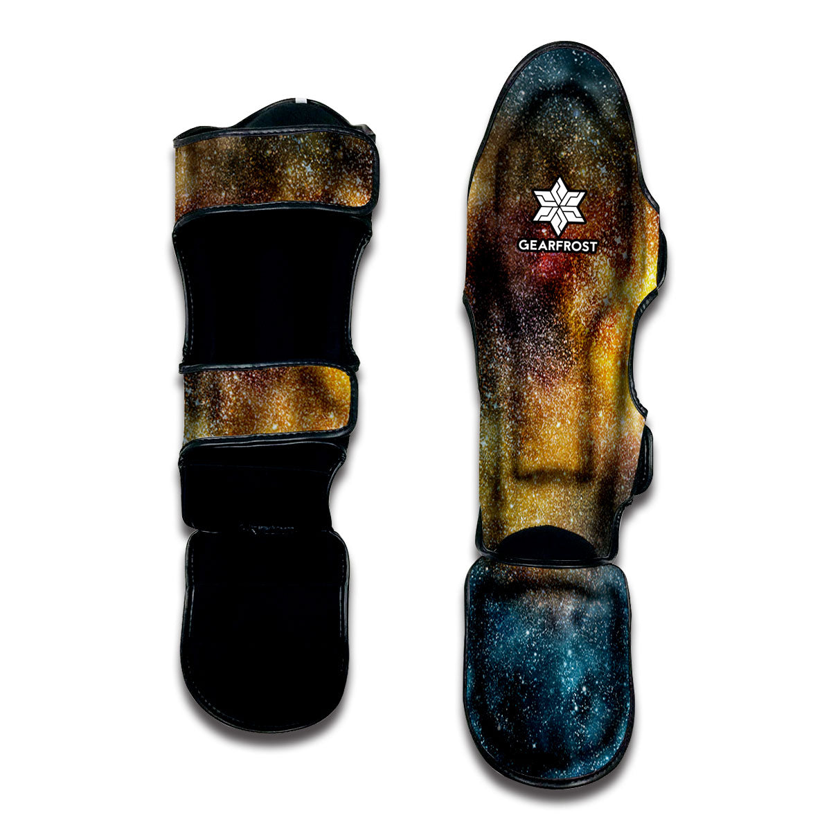 Blue Orange Stardust Galaxy Space Print Muay Thai Shin Guard