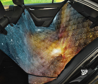 Blue Orange Stardust Galaxy Space Print Pet Car Back Seat Cover