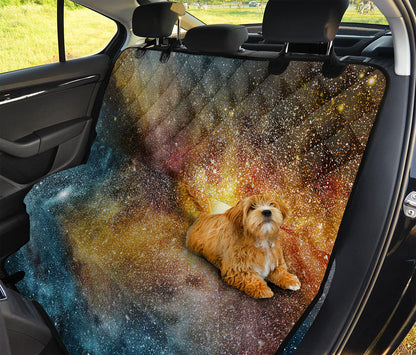 Blue Orange Stardust Galaxy Space Print Pet Car Back Seat Cover