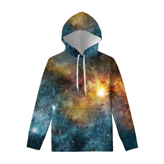 Blue Orange Stardust Galaxy Space Print Pullover Hoodie