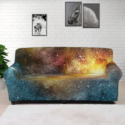 Blue Orange Stardust Galaxy Space Print Sofa Cover
