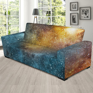 Blue Orange Stardust Galaxy Space Print Sofa Slipcover