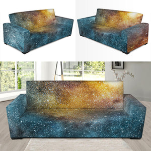 Blue Orange Stardust Galaxy Space Print Sofa Slipcover