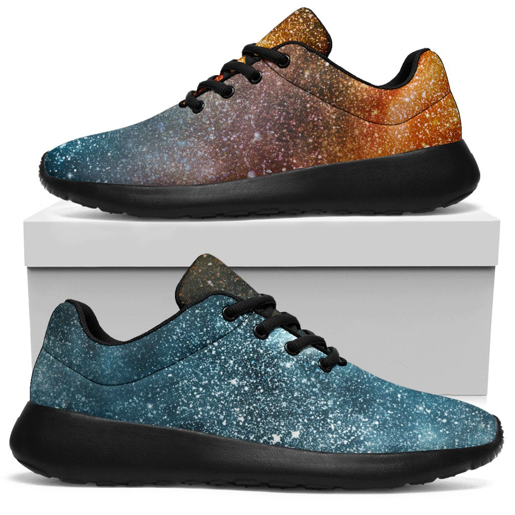 Blue Orange Stardust Galaxy Space Print Sport Shoes GearFrost