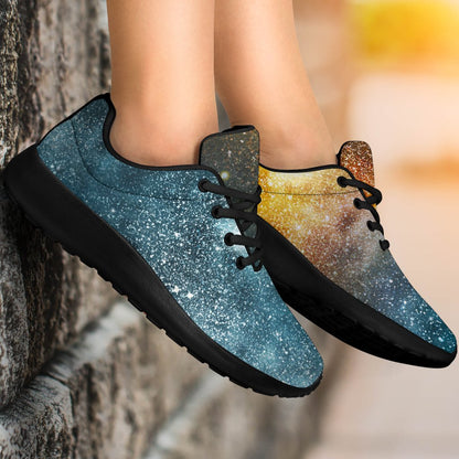 Blue Orange Stardust Galaxy Space Print Sport Shoes GearFrost