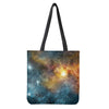 Blue Orange Stardust Galaxy Space Print Tote Bag