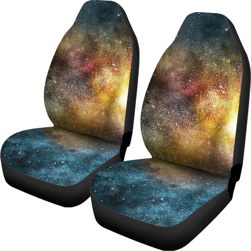 Blue Orange Stardust Galaxy Space Print Universal Fit Car Seat Covers