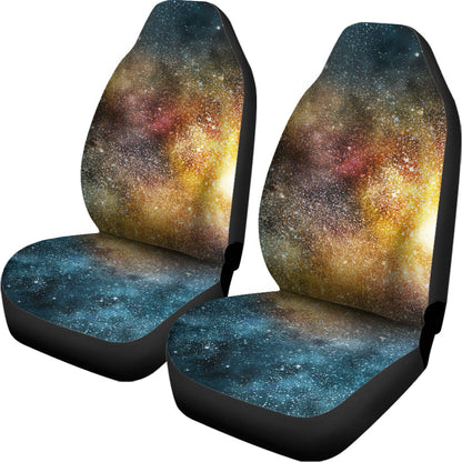 Blue Orange Stardust Galaxy Space Print Universal Fit Car Seat Covers
