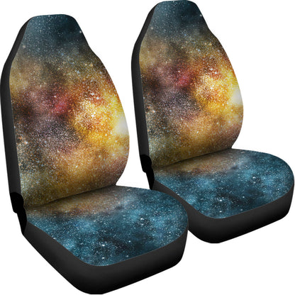 Blue Orange Stardust Galaxy Space Print Universal Fit Car Seat Covers