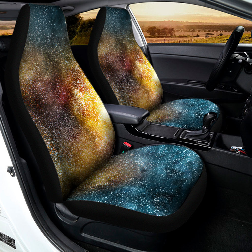 Blue Orange Stardust Galaxy Space Print Universal Fit Car Seat Covers