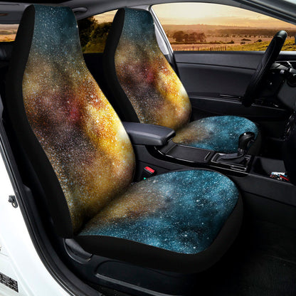 Blue Orange Stardust Galaxy Space Print Universal Fit Car Seat Covers