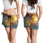 Blue Orange Stardust Galaxy Space Print Women's Shorts