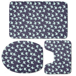 Blue Origami Crane Pattern Print 3 Piece Bath Mat Set