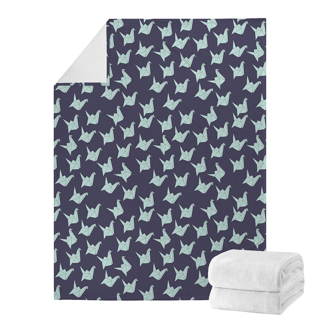 Blue Origami Crane Pattern Print Blanket