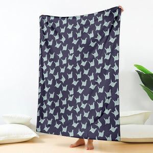 Blue Origami Crane Pattern Print Blanket