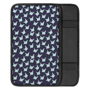 Blue Origami Crane Pattern Print Car Center Console Cover