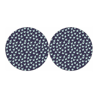 Blue Origami Crane Pattern Print Car Coasters