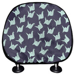 Blue Origami Crane Pattern Print Car Headrest Covers