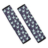 Blue Origami Crane Pattern Print Car Seat Belt Covers