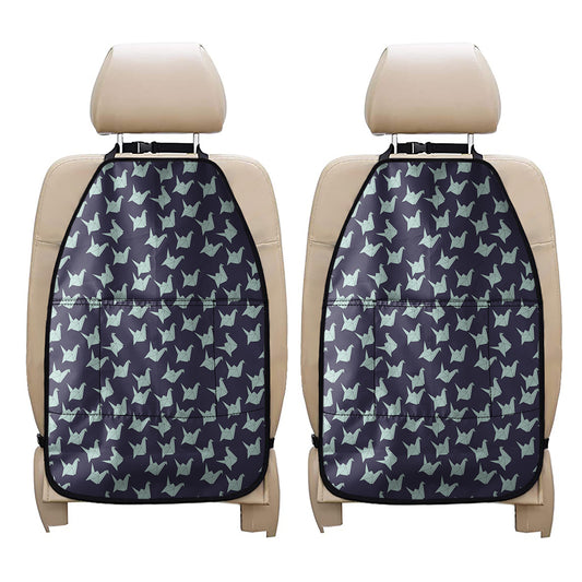 Blue Origami Crane Pattern Print Car Seat Organizers