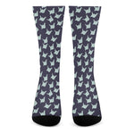 Blue Origami Crane Pattern Print Crew Socks