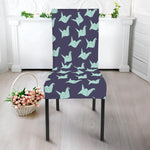 Blue Origami Crane Pattern Print Dining Chair Slipcover