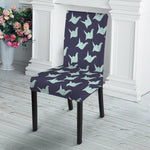 Blue Origami Crane Pattern Print Dining Chair Slipcover
