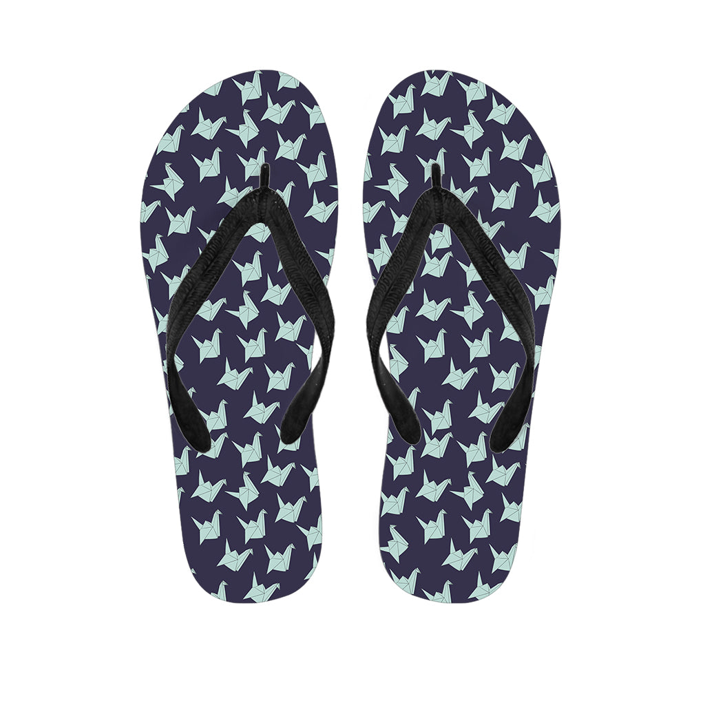 Blue Origami Crane Pattern Print Flip Flops