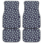 Blue Origami Crane Pattern Print Front and Back Car Floor Mats