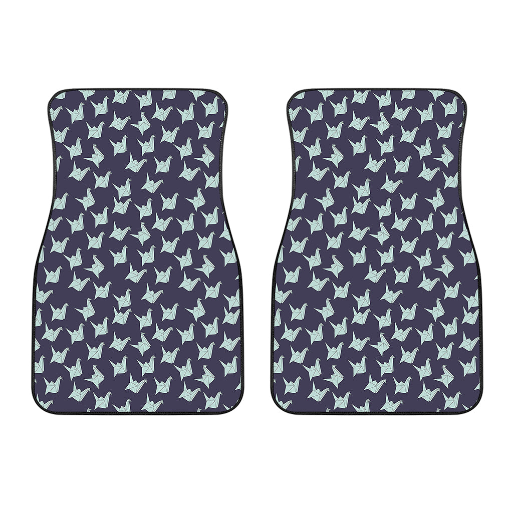 Blue Origami Crane Pattern Print Front Car Floor Mats