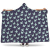 Blue Origami Crane Pattern Print Hooded Blanket