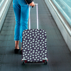 Blue Origami Crane Pattern Print Luggage Cover