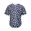 Blue Origami Crane Pattern Print Men's Baseball Jersey