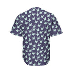 Blue Origami Crane Pattern Print Men's Baseball Jersey